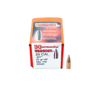 PALLE DA RICARICA - HORNADY - VARMINT 25 CAL .257" SPIRE 75GR HP - 2520 (100 PZ)