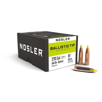 PALLE - NOSLER - BALLISTIC TIP 270 caliber (.277") Spitzer 140gr (9.0 grams) (50 PZ)