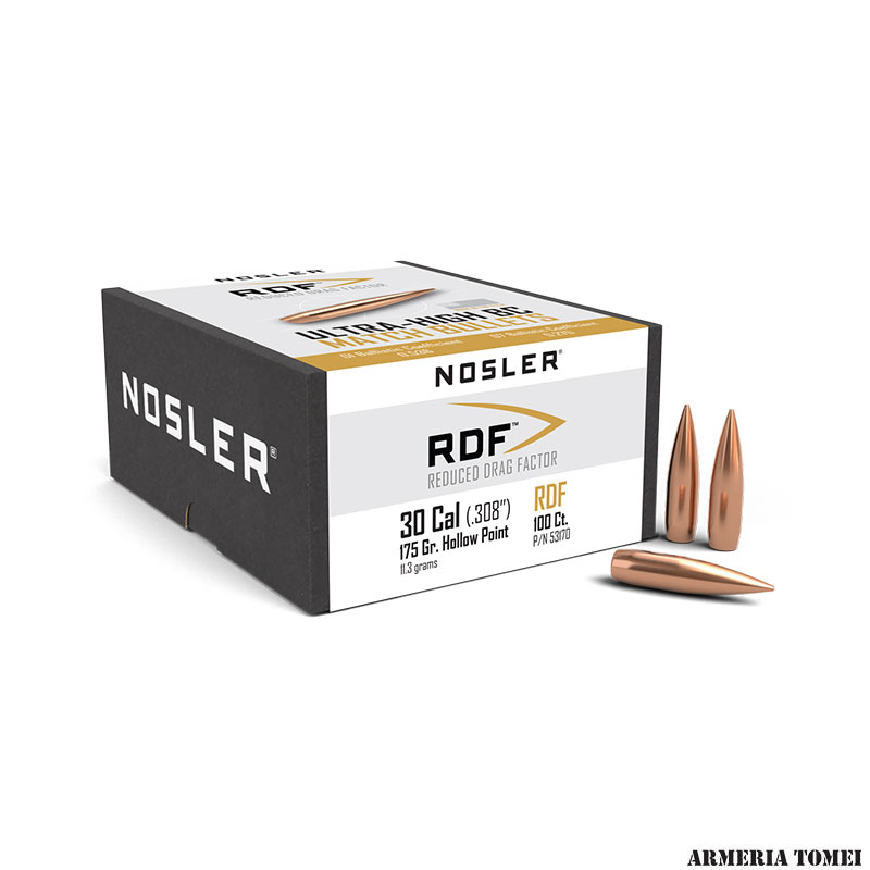 PALLE DA RICARICA - NOSLER - RDF 30 Cal (.308") 175gr (11.3grams) HPBT (100 PZ)