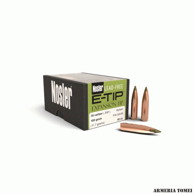 NOSLER - PALLE - EXPANSION TIP 30 caliber (.308") Spitzer 180grain (11.7grams)