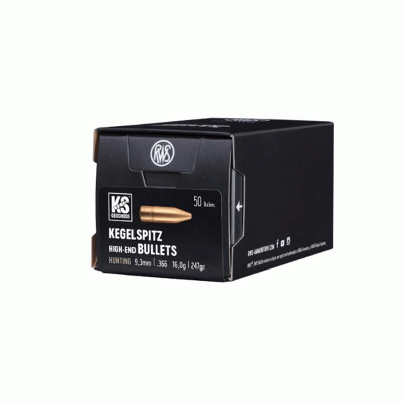 RWS - PALLE - KEGELSPITZ HIGH-END BULLETS HUNTING CAL. 9,3mm/.366 16,0g/247gr (50 PZ)