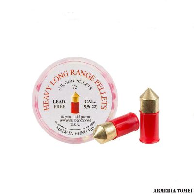 SKENCO - HEAVY LONG RANGE - 5,5MM 18GRANI/1,15GRAMMI RED SKENCO  CONF. 75 PZ.