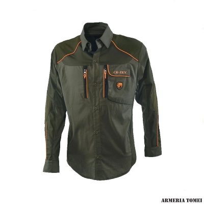 UNIVERS - CAMICIA CON INSERTI VERDE/ARANCIO