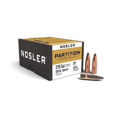PALLE - NOSLER - PARTITION 270 caliber (.277") Spitzer 130gr (8.4grams) (50 PZ) -16322