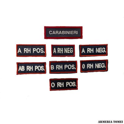 PATCH - GRUPPI SANGUIGNI CARABINIERI PER TUTA O.P.