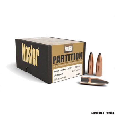 PALLE - NOSLER - PARTITION 8MM CAL. .323" SPITZER 200GR CONF. 50 PZ.