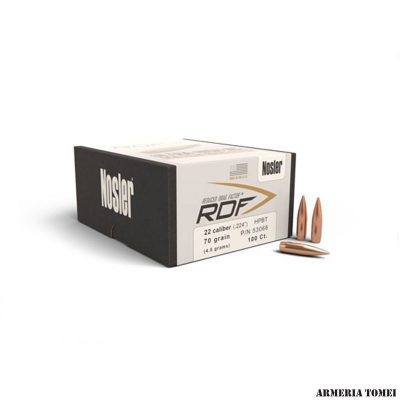 PALLE - NOSLER - RDF 22 Cal (.224") HPBT 70gr (4.5grams) (100pz)