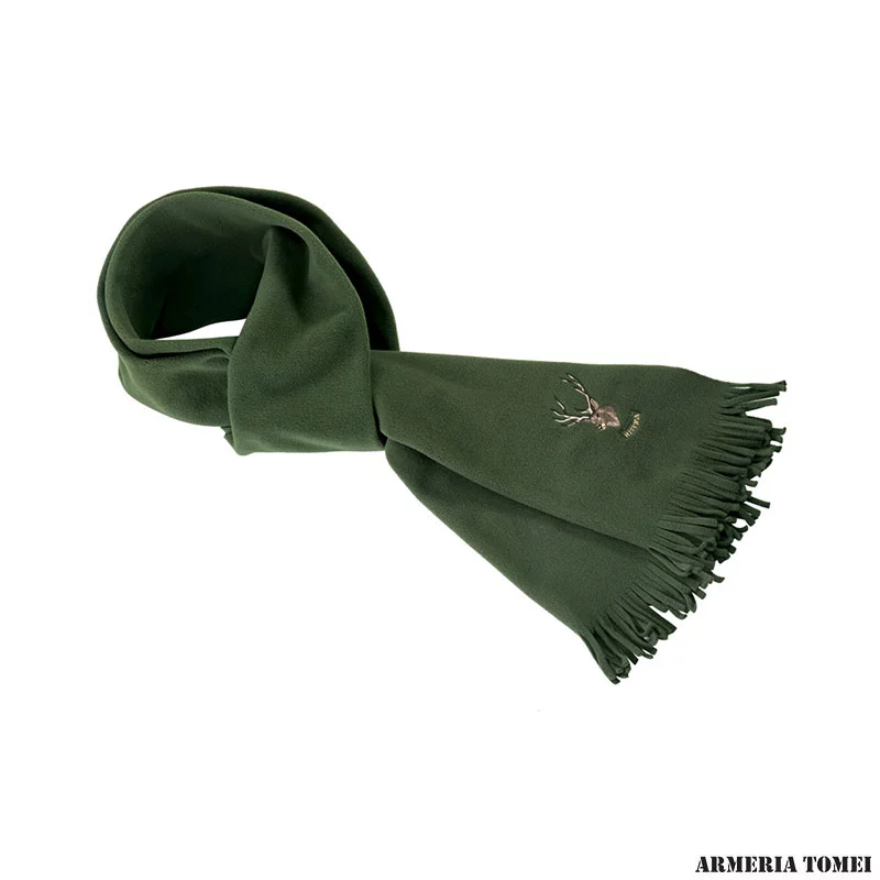 RISERVA - SCIARPA IN PILE VERDE CM. 200 RICAMO CINGHIALE