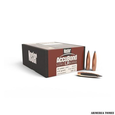 PALLE - NOSLER - ACCUBOND LR 30 Cal (.308") ABLR 210gr Spitzer 13.6grams (100PZ)