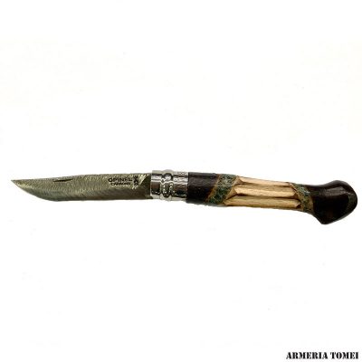 COLTELLO - OPINEL - N.8 CARBONIO CON DISEGNO - INTAGLIATO - REALIZZATO A MANO