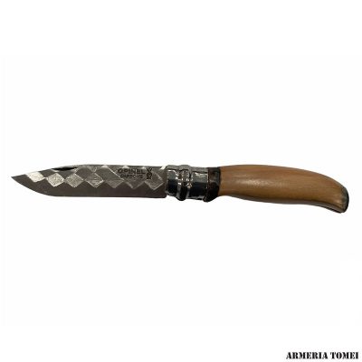 COLTELLO - OPINEL - N.8 CARBONE - MANICO IN CILIEGIO SCACCHIERA REALIZZATO A MANO