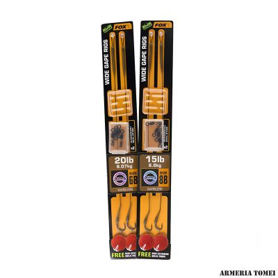 FINALI - FOX - EDGES™ WIDE GAPE READY RIGS GRAVELLY BROWN 20lb, size 6 Wide Gape Ready Rig Barbed
