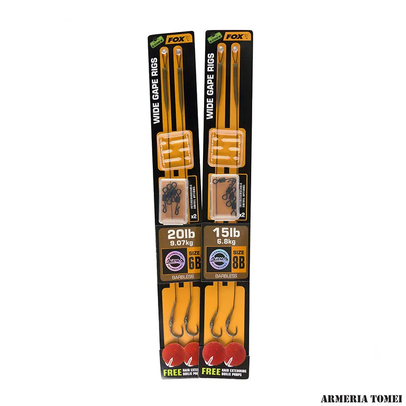 FINALI - FOX - EDGES™ WIDE GAPE READY RIGS GRAVELLY BROWN 20lb, size 6 Wide Gape Ready Rig Barbed