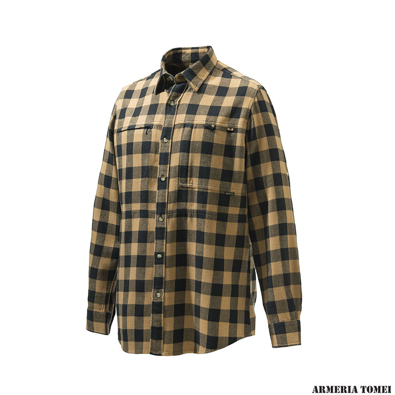 CAMICIA BERETTA OVERSHIRT ZIPPERED POCKET Camel Black Check