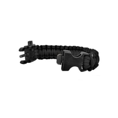 BRACCIALE PARACORD CON FISCHIETTO E ACCIARINO - NERO