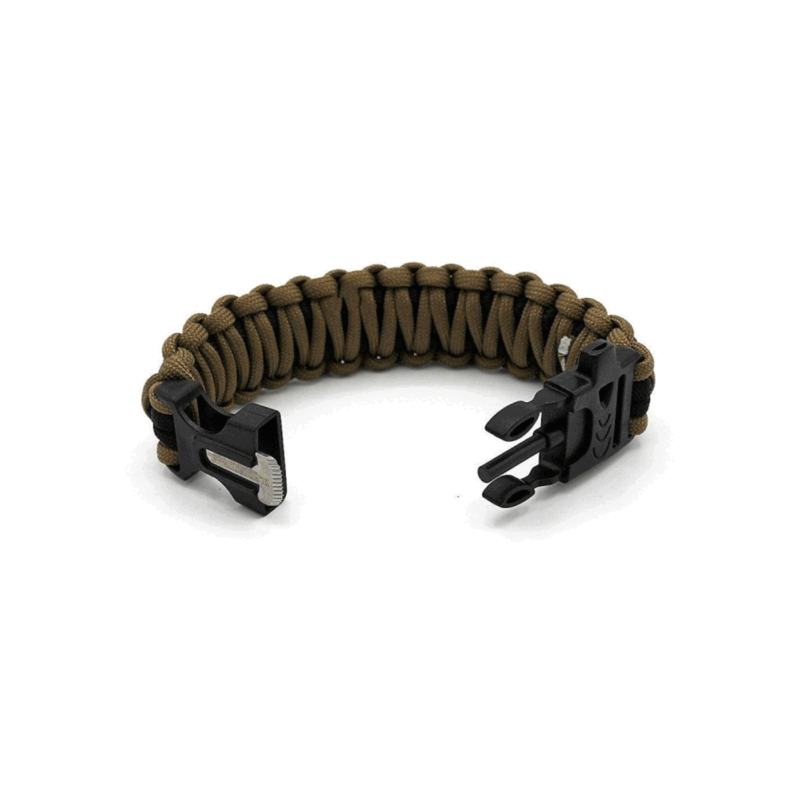BRACCIALE PARACORD CON FISCHIETTO E ACCIARINO – COYOTE