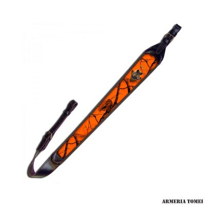 WILD ZONE - CINGHIA IN CUOIO NEOPRENE 98CM ARANCIONE (CINGHIALE)