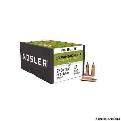 NOSLER - PALLE - E-TIP 22 CAL. (.224") SPITZER 55GR -59624 (CONF. 50 PZ.)