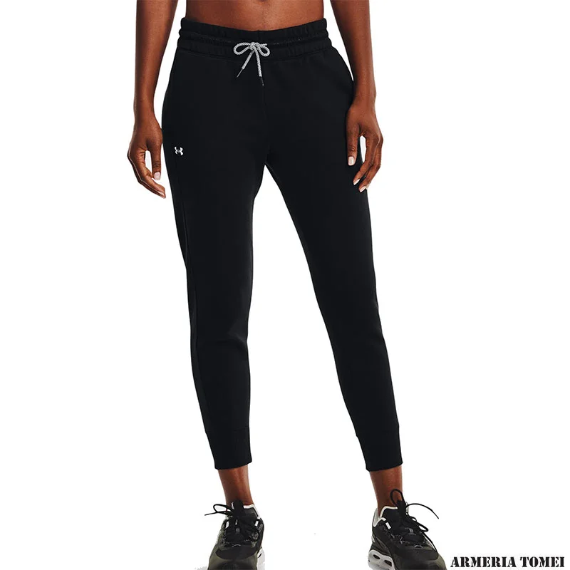 UNDER ARMOUR - DONNA - RIVAL FLEECE MESH PANT Black / White - 001 - immagine 3