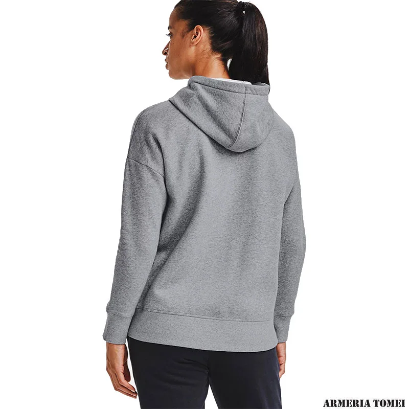 UNDER ARMOUR - DONNA - FELPA CON CAPPUCCIO RIVAL FLEECE FULL ZIP HO Steel Medium Heather / White - 035 - immagine 4