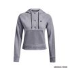 UNDER ARMOUR - DONNA - FELPA CON CAPPUCCIO RIVAL FLEECE MESH HO Steel Medium Heather / Black - 035