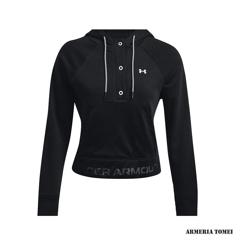 UNDER ARMOUR - DONNA - FELPA CON CAPPUCCIO RIVAL FLEECE MESH HO Black / White - 001