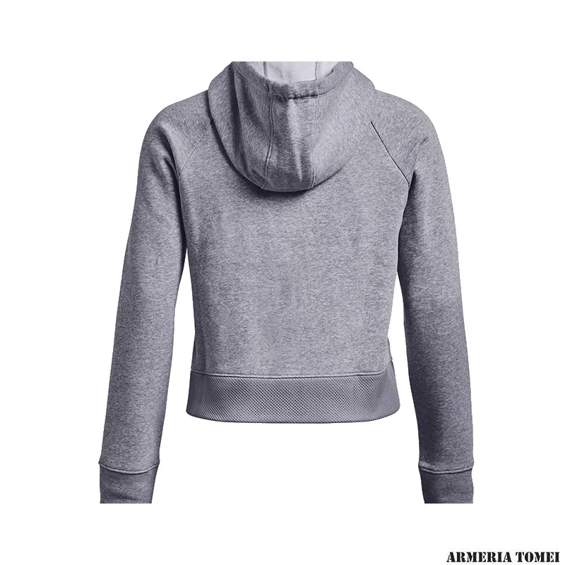 UNDER ARMOUR - DONNA - FELPA CON CAPPUCCIO RIVAL FLEECE MESH HO Steel Medium Heather / Black - 035 - immagine 2