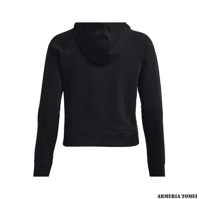 UNDER ARMOUR - DONNA - FELPA CON CAPPUCCIO RIVAL FLEECE MESH HO Black / White - 001 - immagine 2