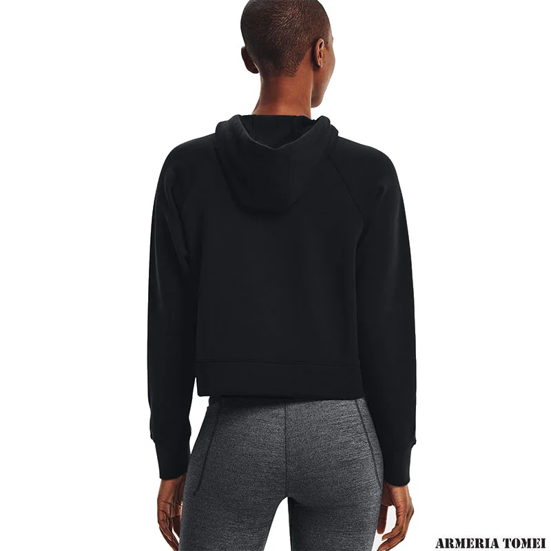 UNDER ARMOUR - DONNA - FELPA CON CAPPUCCIO RIVAL FLEECE MESH HO Black / White - 001 - immagine 4