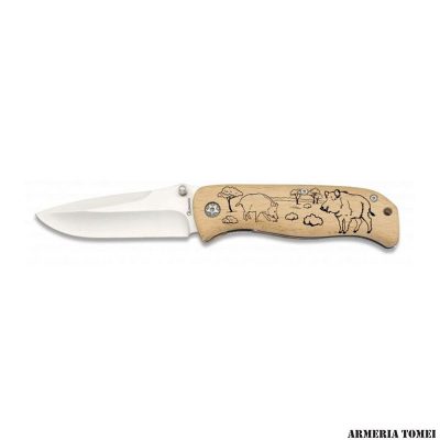 ALBAINOX - COLTELLO CHIUDIBILE MANICO LEGNO INCISO CINGHIALE