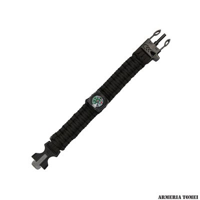 BRACCIALE - PARACORD SURVIVAL KOMPAS 9 INCH NERO