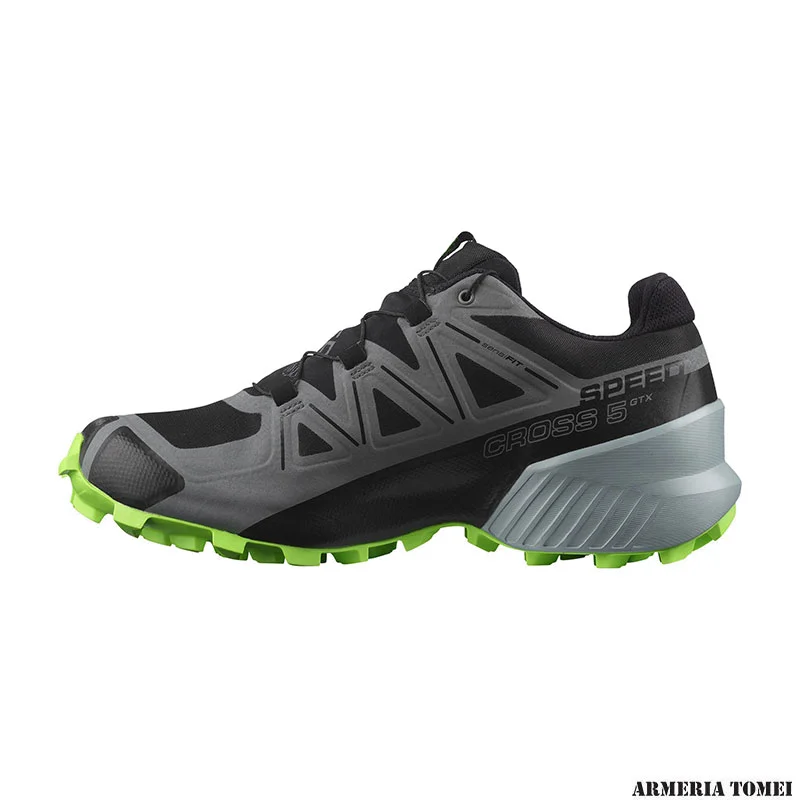 SALOMON - UOMO - SPEEDCROSS 5 GTX Black / Quiet Shade / Green Gecko - immagine 5