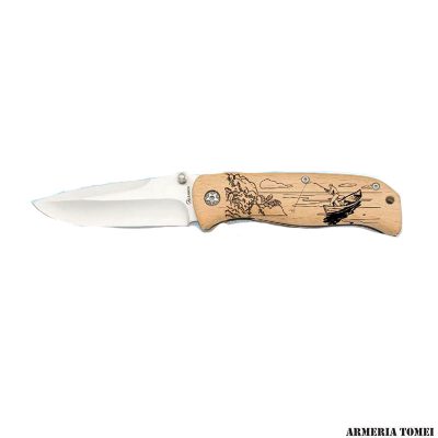 ALBAINOX - COLTELLO CHIUDIBILE MANICO IN LEGNO INCISO PESCATORE CM 8,5