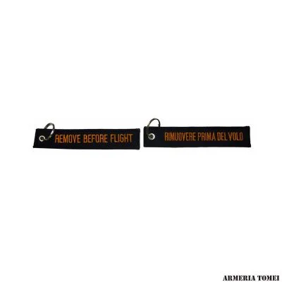 PORTACHIAVI TESSUTO REMOVE BEFORE FLIGHT BLACK-ORANGE