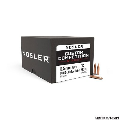 NOSLER - PALLE - CUSTOM COMPETITION® 6,5mm Cal (.264") CC 140gr Hollow Point 9,0g (250pz) -49823