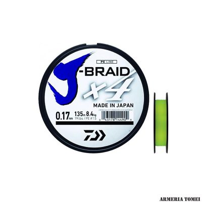 DAIWA - J-BRAID X4 YELLOW 0.07mm 135m 2.6kg 5.5lbs PE #0.4