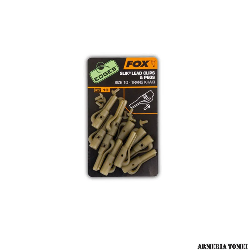 FOX - EDGES™ SLIK® LEAD CLIP + PEGS - Size 10 Khaki (10pz)