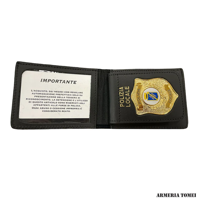 PORTAFOGLIO IN PELLE POLIZIA LOCALE CON PLACCA ESTRAIBILE