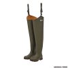 DAM EFFZET - FLEX RUBBER HIP WADER BOOTFOOT CLEATED GREEN