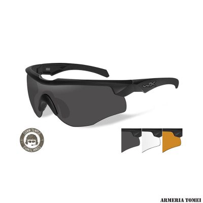 WILEY X - OCCHIALI TATTICI A PROTEZIONE BALISTICA MOD. ROGUE COMM SMOKE GREY+CLEAR+LIGHT RUST LENSES