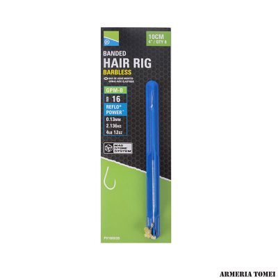 PRESTON - BANDED HAIR RIGS BARBLESS GPM-B 10CM 4" QTY 8