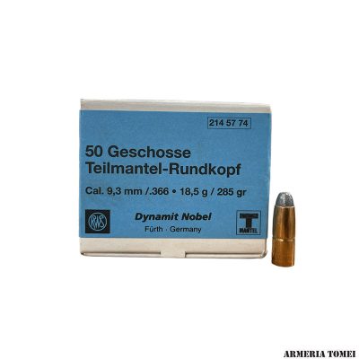 PALLE DA RICARICA - RWS - 9,3mm SP RN / .366 • 18,5g / 285gr T MANTEL (50 PZ)