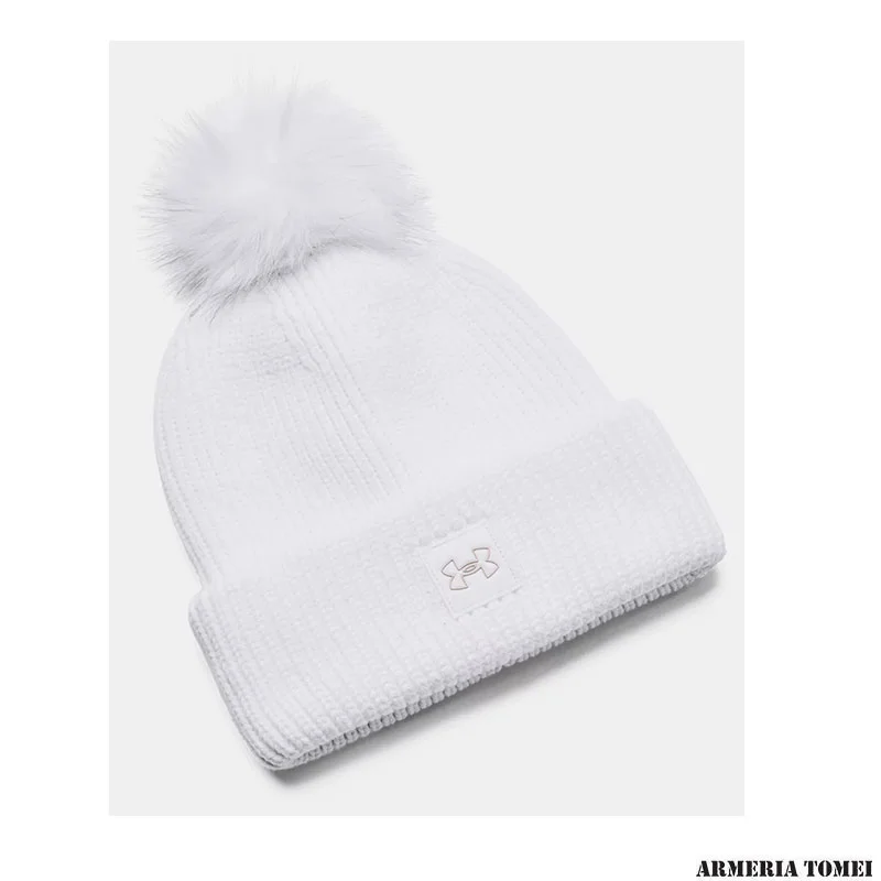 CAPPELLO - UNDER ARMOUR -COLDGEAR® INFRARED HALFTIME RIBBED POM White / Ghost Gray - 100