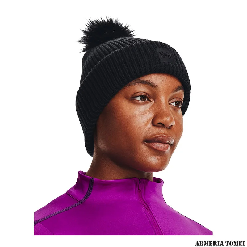 CAPPELLO - UNDER ARMOUR -COLDGEAR® INFRARED HALFTIME RIBBED POM Black - 001 - immagine 2