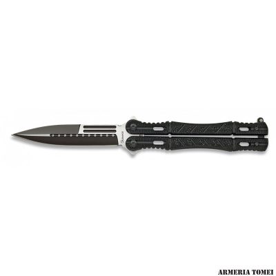 COLTELLO A FARFALLA - ALBAINOX - BUTTERFLY NERO LAMA 10CM