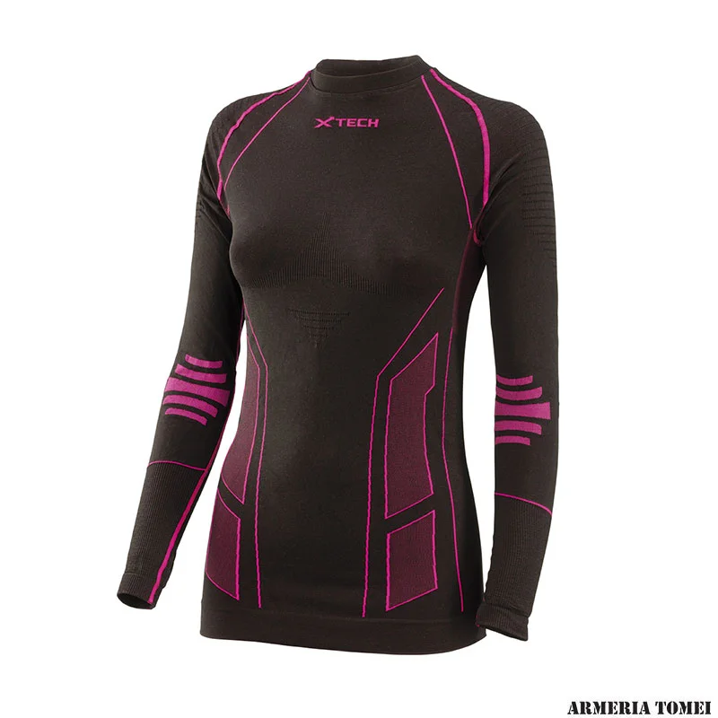 X TECH - DONNA - MAGLIA DOLOMITI NERO-FUXIA