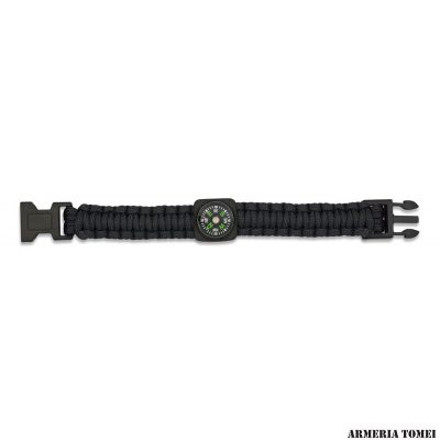 BRACCIALE - PARACORD CON BUSSOLA NERO