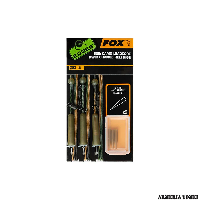 FOX - EDGES™ 50LB CAMO LEADCORE KWIK CHANGE HELI RIGS