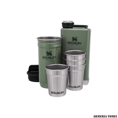 STANLEY - ADVENTURE PRE-PARTY SHOT GLASS + FLASK SET 6 pz Hammertone Green