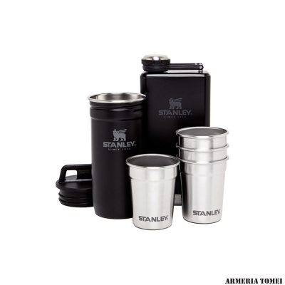 STANLEY - ADVENTURE PRE-PARTY SHOT GLASS + FLASK SET 6 pz Matte Black Pebble
